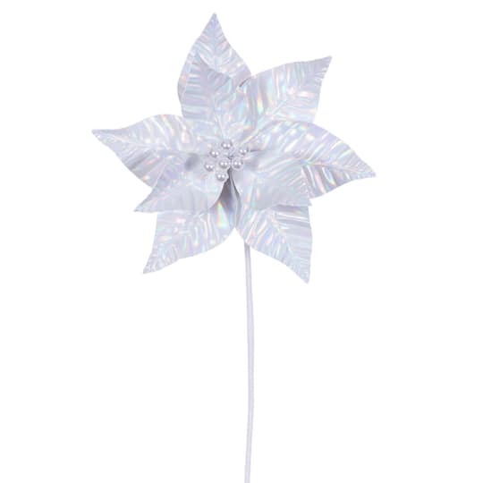 Vickerman 20" White Iridescent Poinsettia Stems, 3ct. | Michaels®